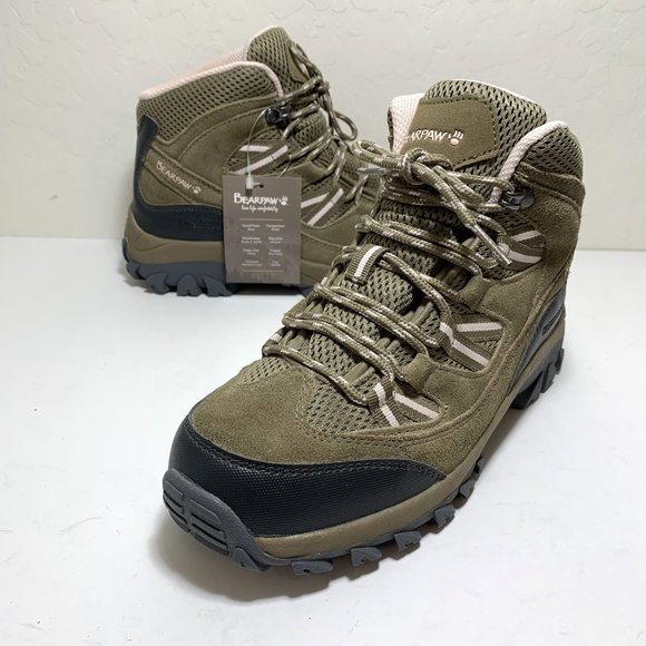 Bearpaw Tallac Hiking Boots Suede Leather Lace Up Booties Natural Size 7 NEW - Picture 2 of 7